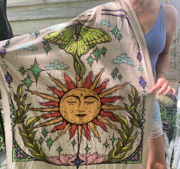 Sun and Luna Moth Pashmina