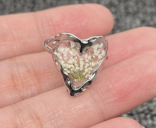 18K Gold P S.Steel Floral Ring