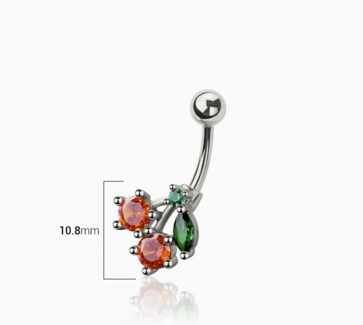 316L Surgical Steel Multi CZ Cherry Non-Dangle Belly