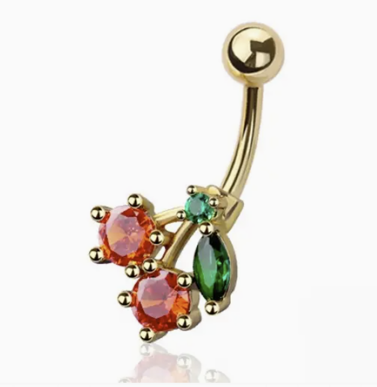 316L Surgical Steel Multi CZ Cherry Non-Dangle Belly