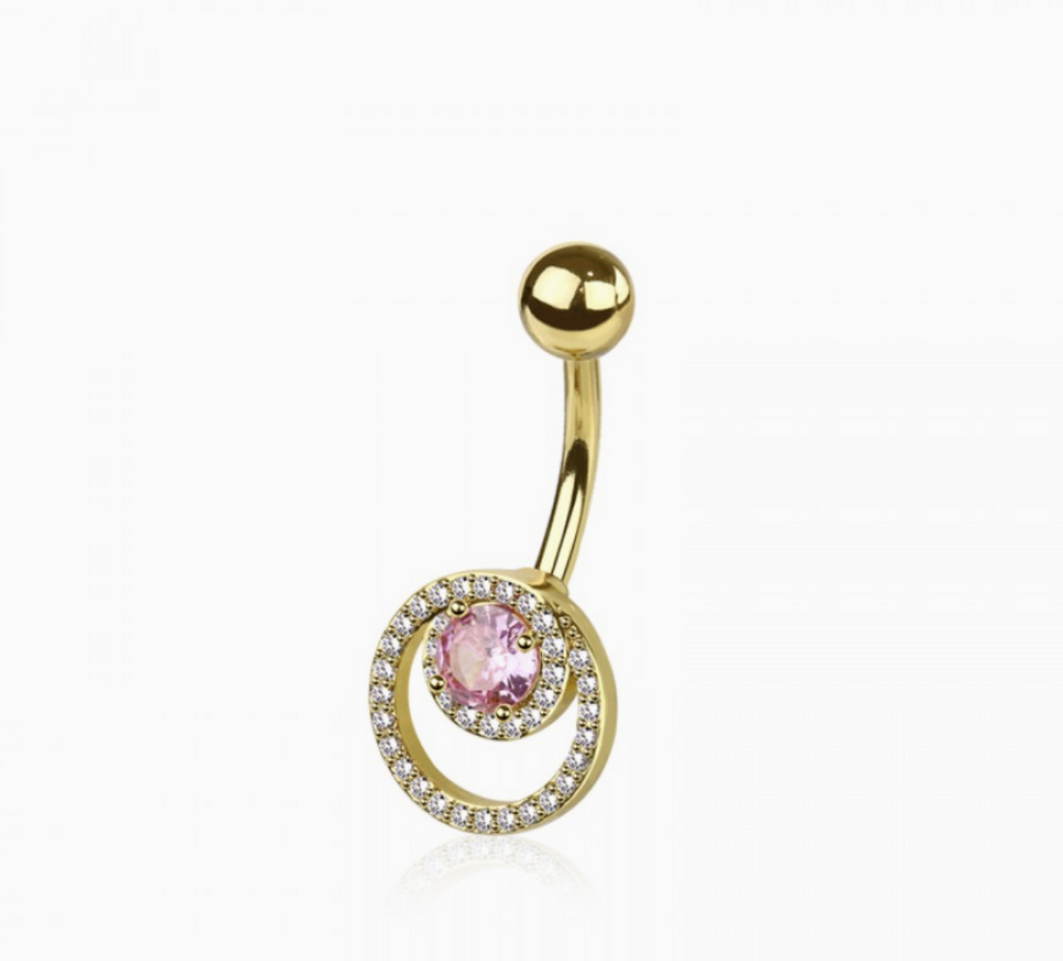 316L Surgical Steel Multi CZ Double Hoop Belly Button Ring