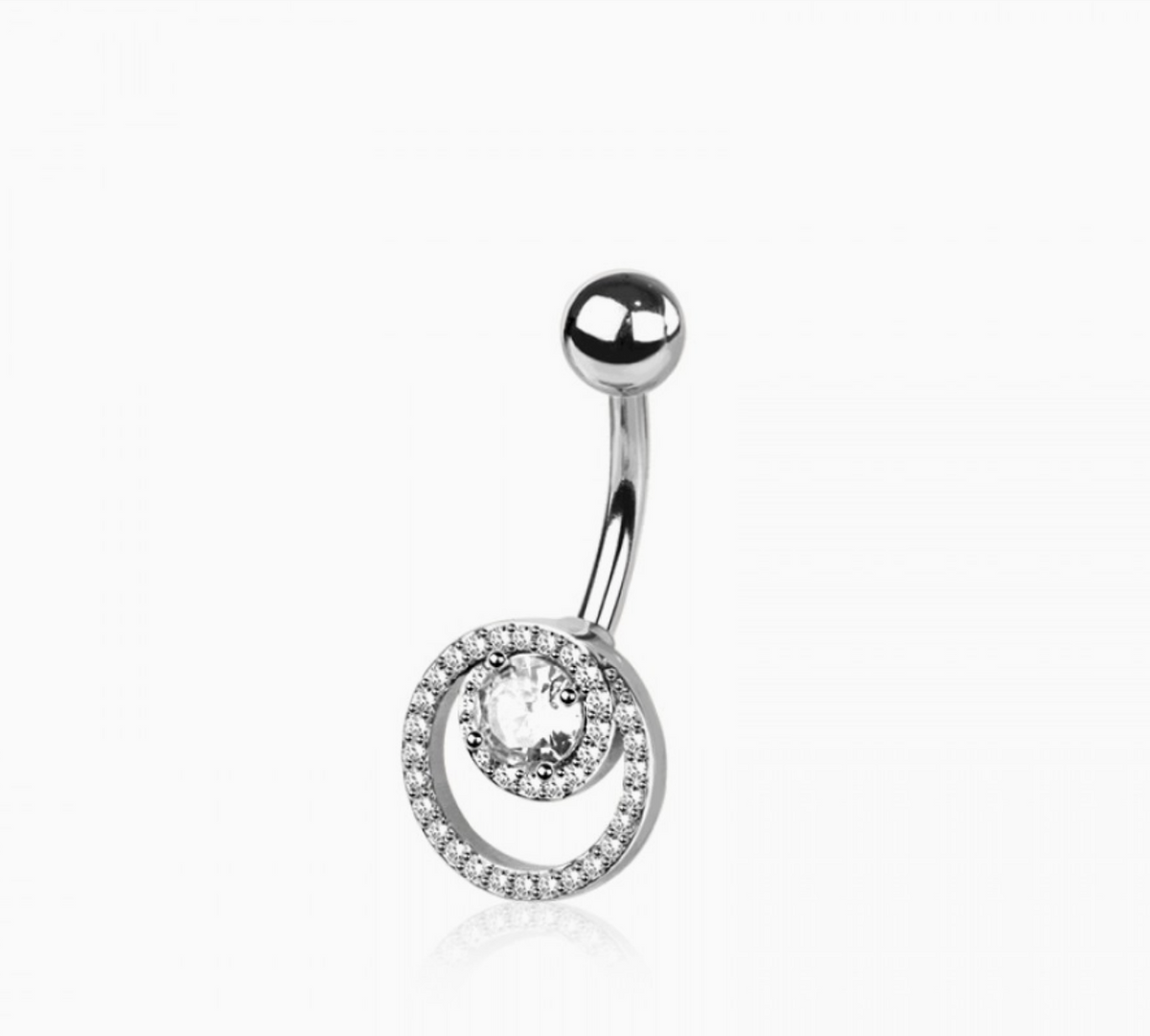 316L Surgical Steel Multi CZ Double Hoop Belly Button Ring