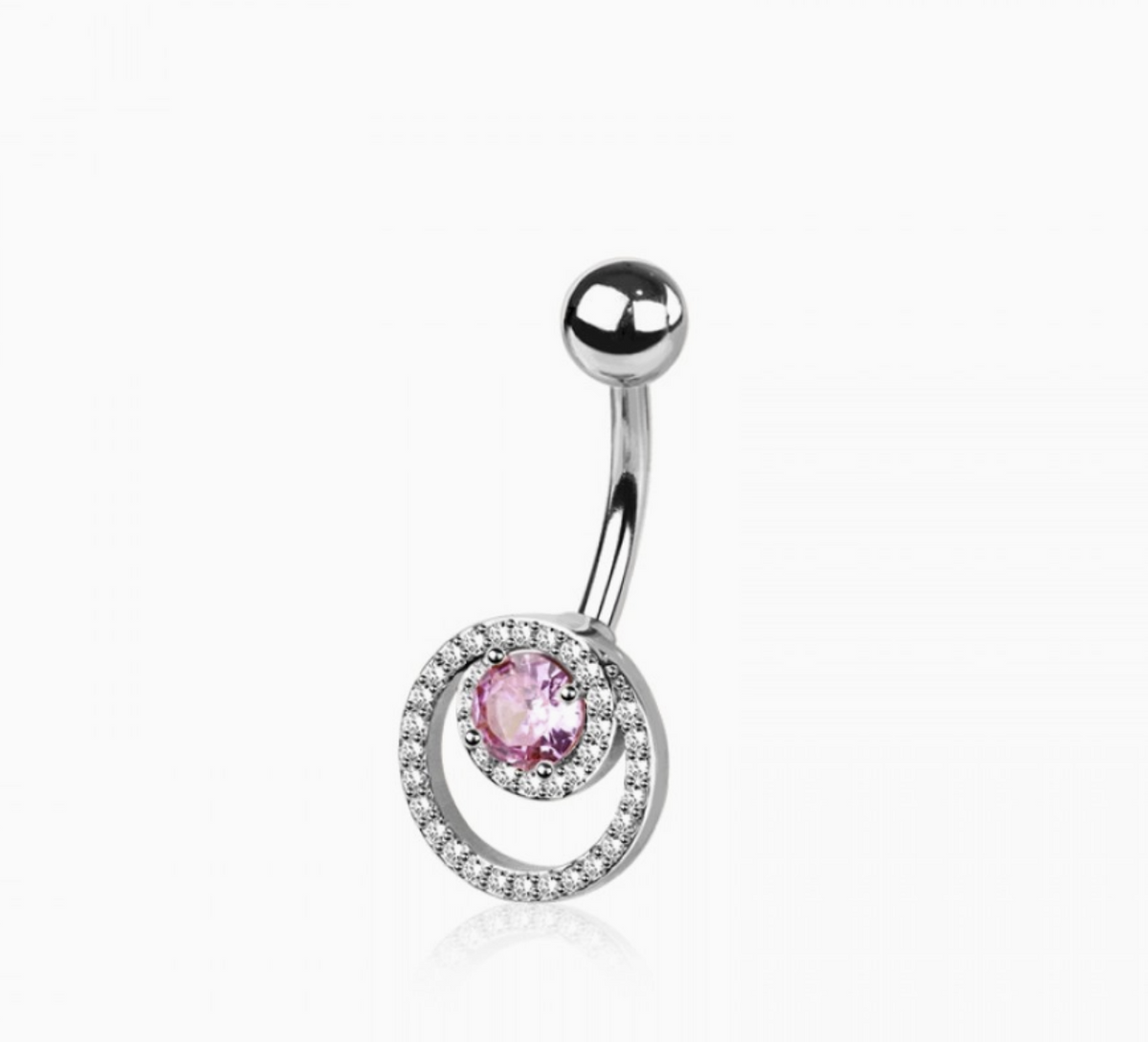 316L Surgical Steel Multi CZ Double Hoop Belly Button Ring