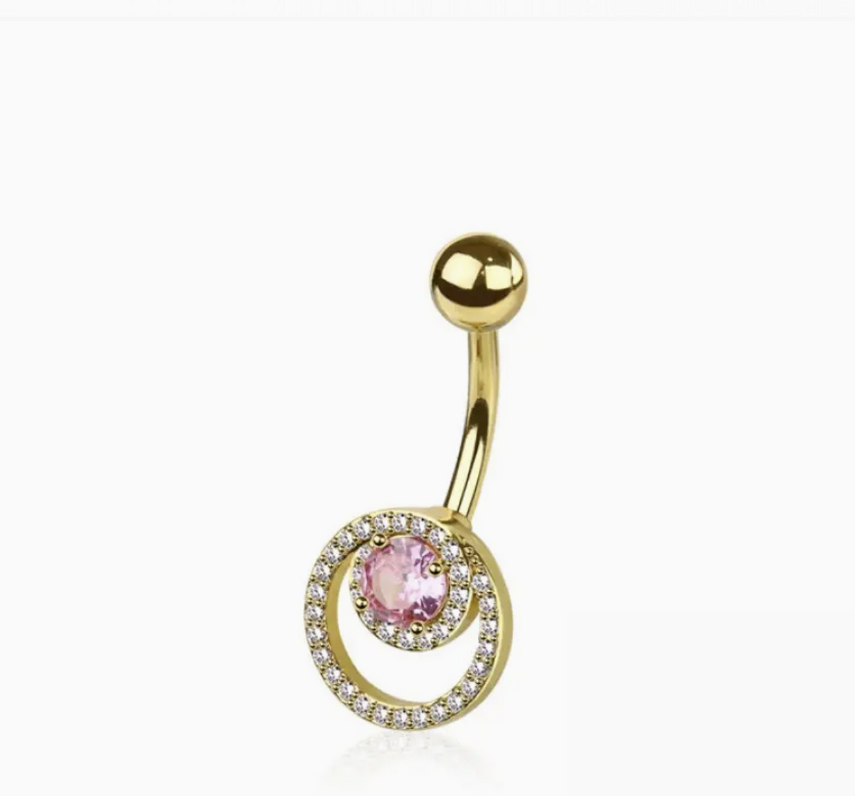 316L Surgical Steel Multi CZ Double Hoop Belly Button Ring