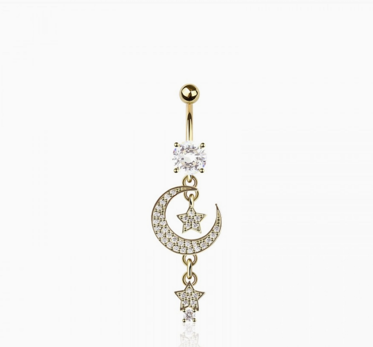 316L Surgical Steel Multi CZ Moon Star Dangle Twinkle