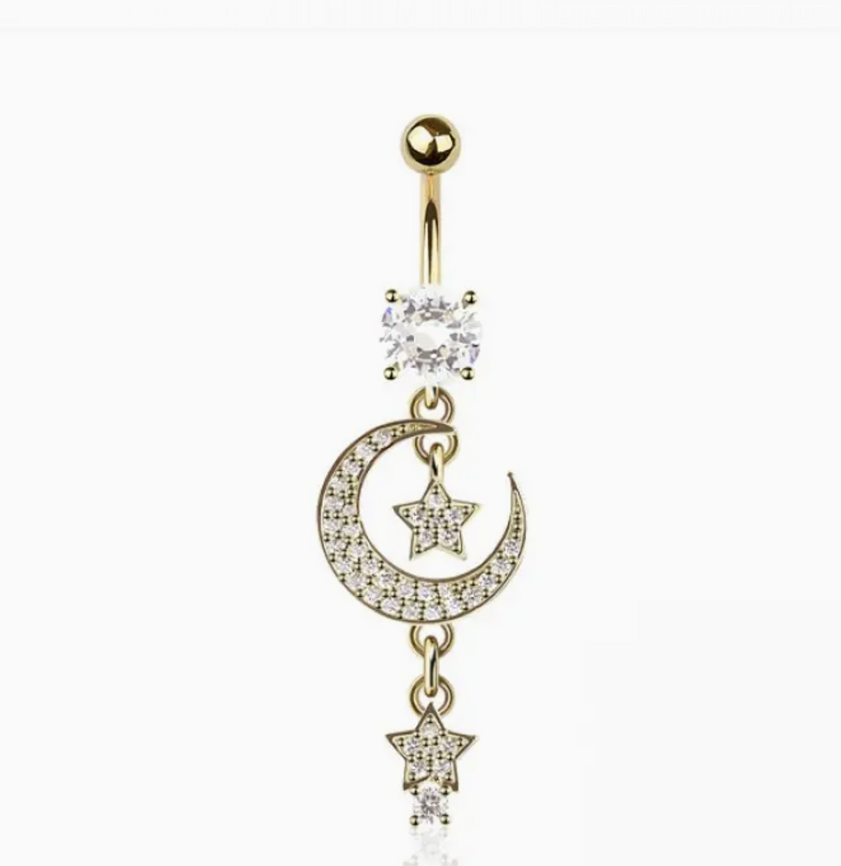316L Surgical Steel Multi CZ Moon Star Dangle Twinkle