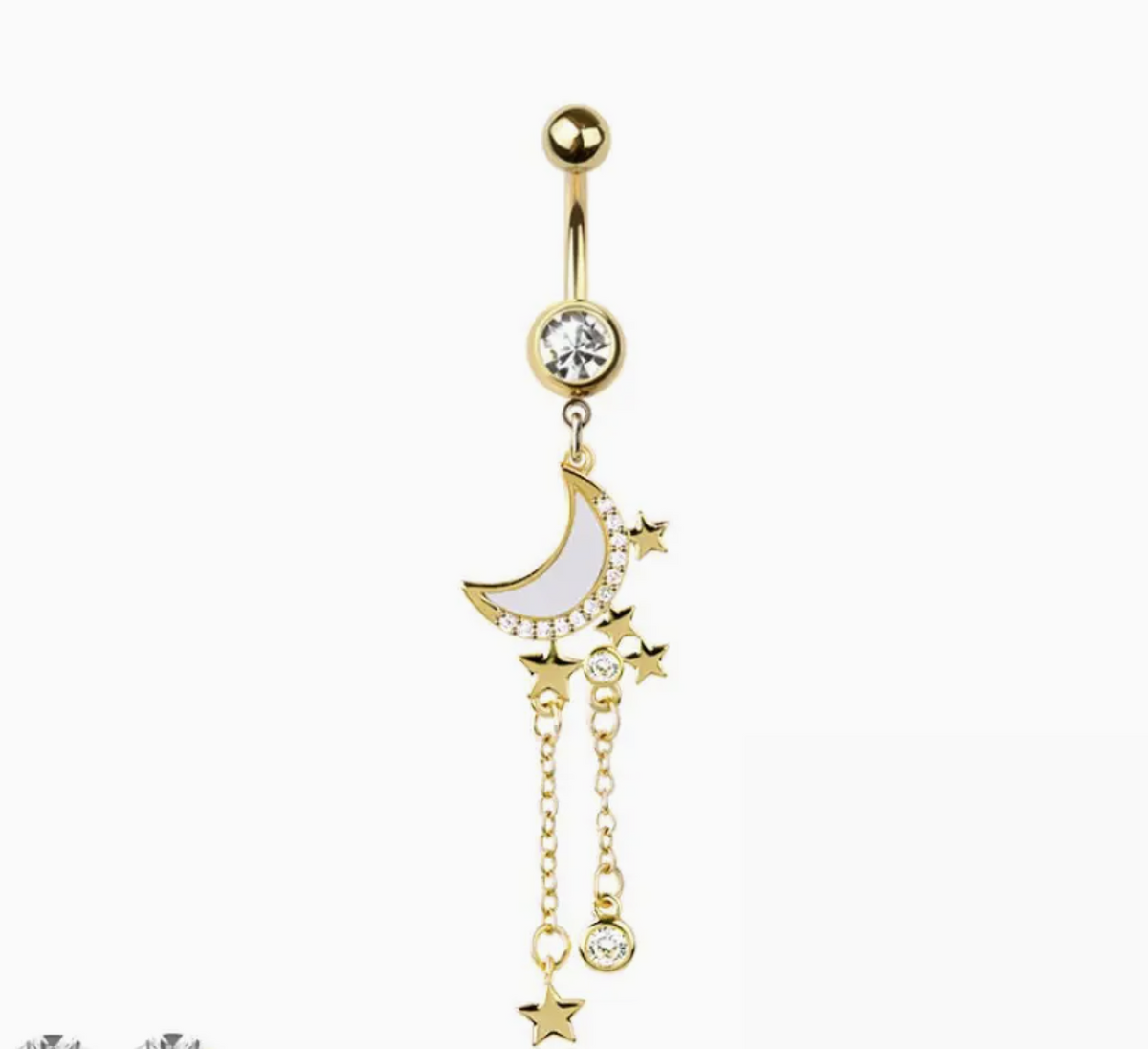 316L Surgical Steel Opal Moon Multi CZ Chain Star Dangle