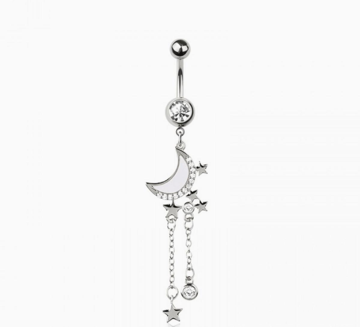 316L Surgical Steel Opal Moon Multi CZ Chain Star Dangle