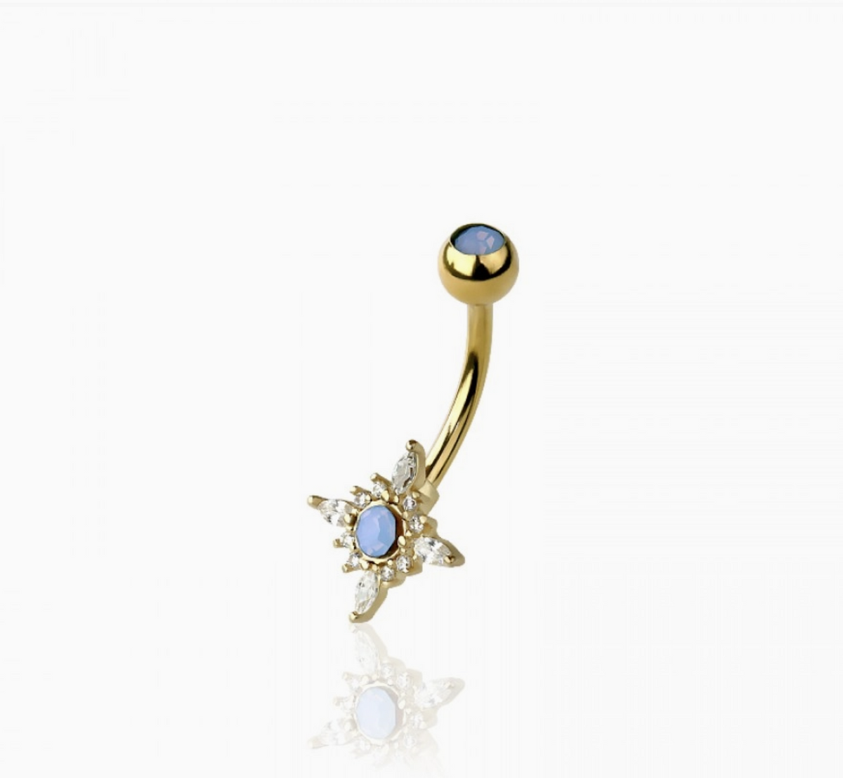 316L Surgical Steel Starburst CZ and Opal Stone Non-Dangle
