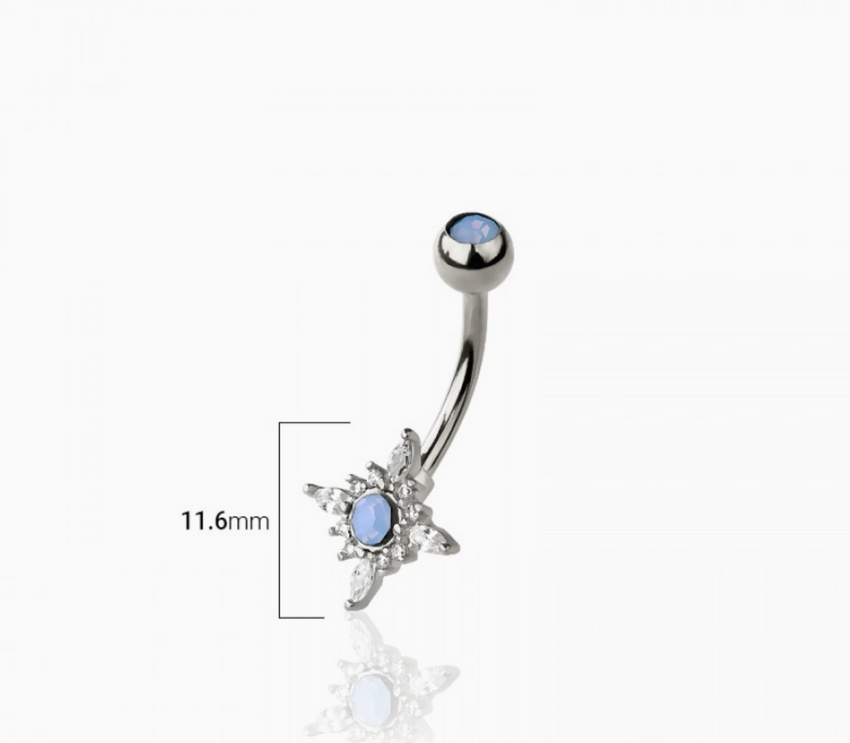 316L Surgical Steel Starburst CZ and Opal Stone Non-Dangle