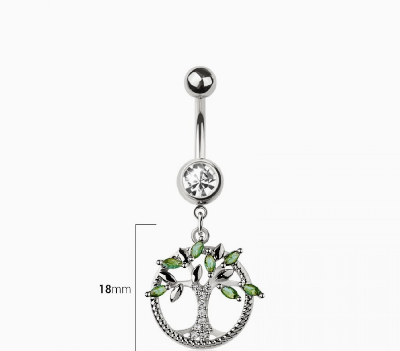 316L Surgical Steel Tree of Life Dangle Belly Button