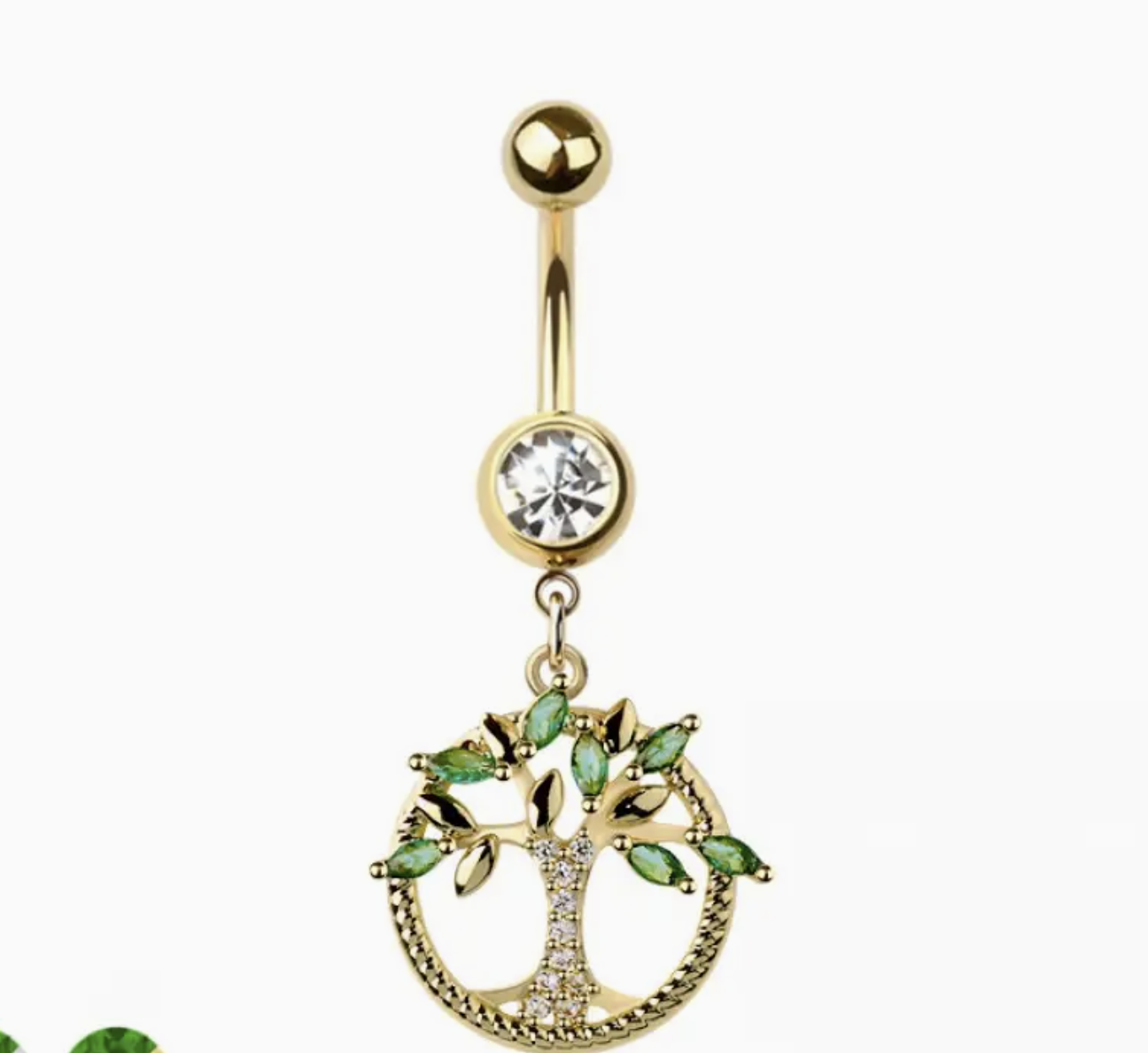316L Surgical Steel Tree of Life Dangle Belly Button