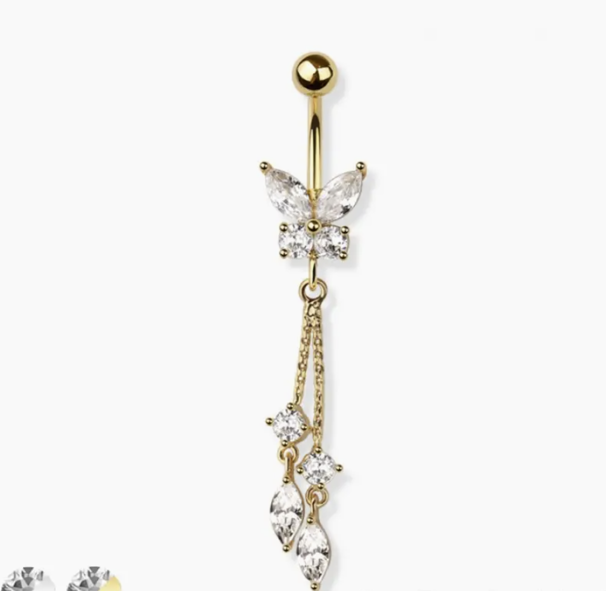 Butterfly Chain Dangle 316L Surgical Steel Belly Ring