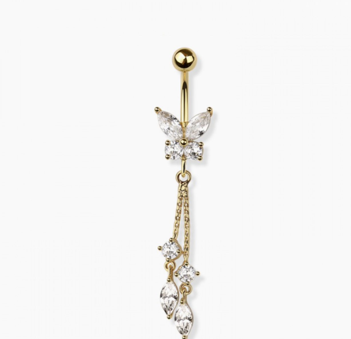 Butterfly Chain Dangle 316L Surgical Steel Belly Ring