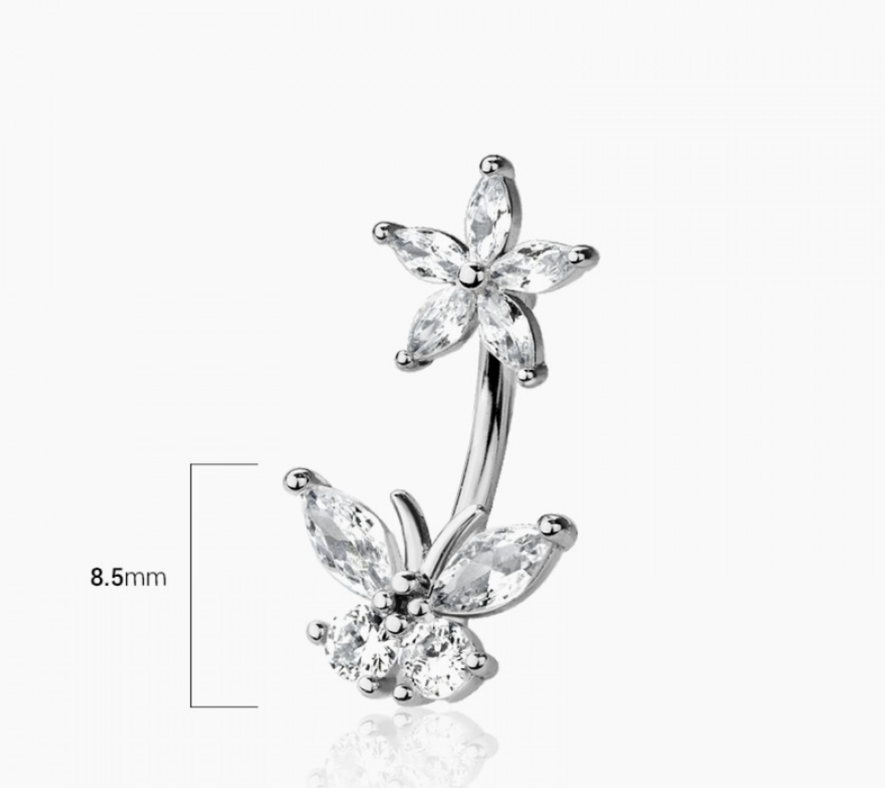Flower and Butterfly 316L Surgical Steel Belly Ring