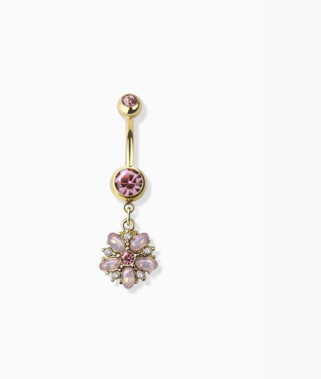 Flower Opal CZ Dangle 316L Surgical Steel Ring