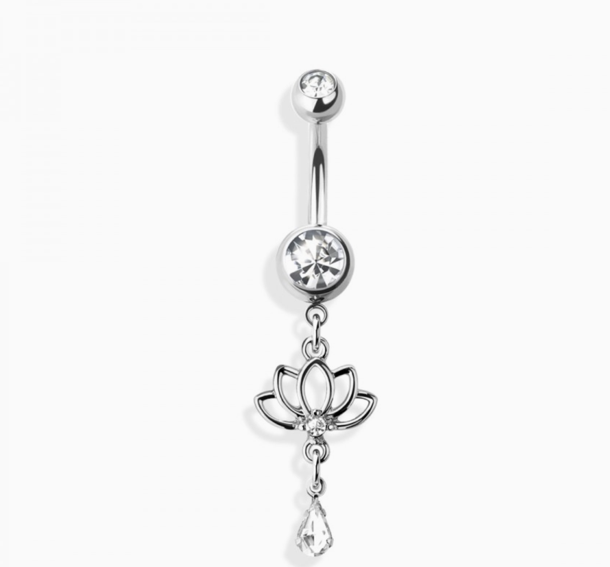 Lotus 316L Surgical Steel Dangle Ring