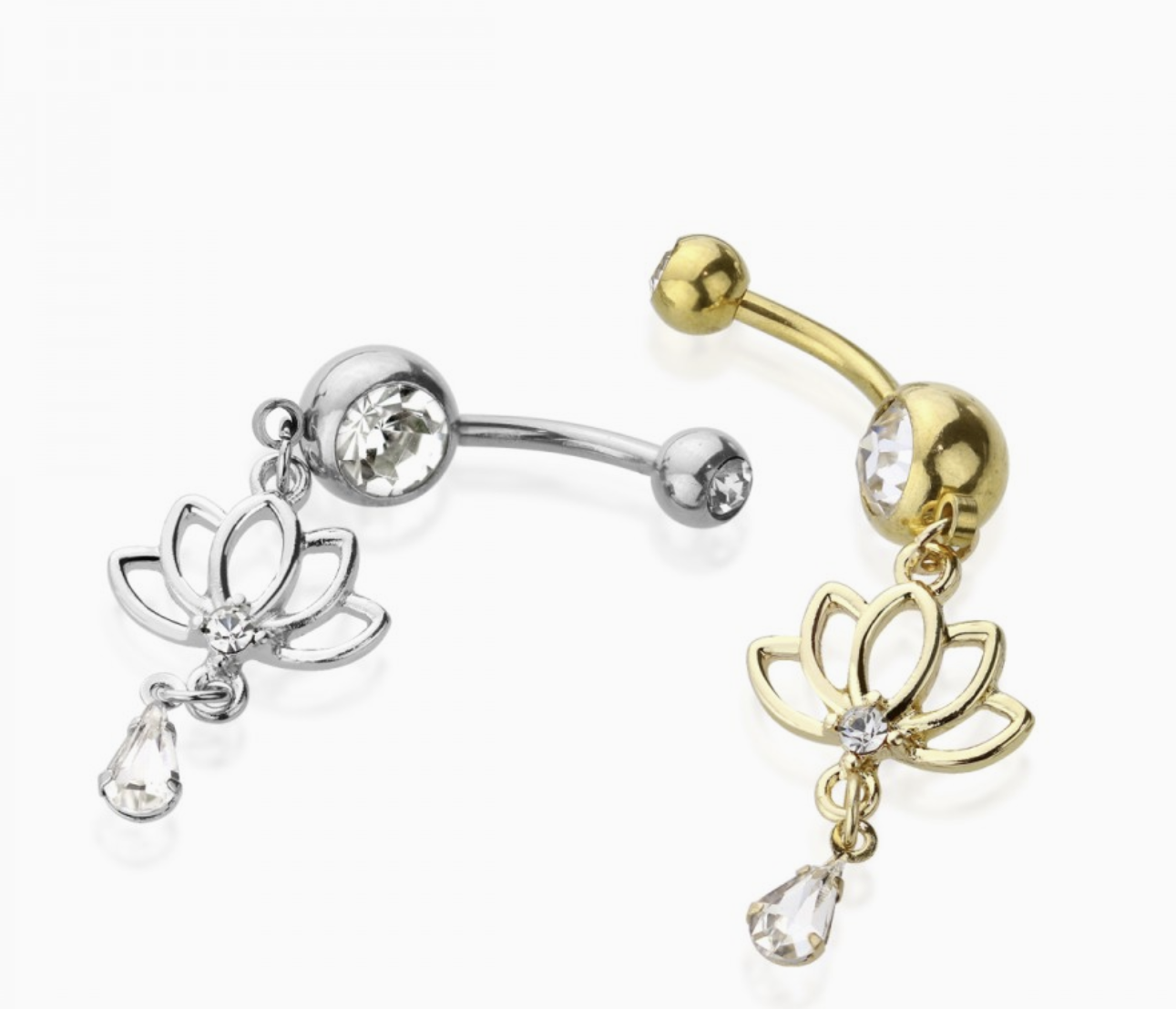 Lotus 316L Surgical Steel Dangle Ring