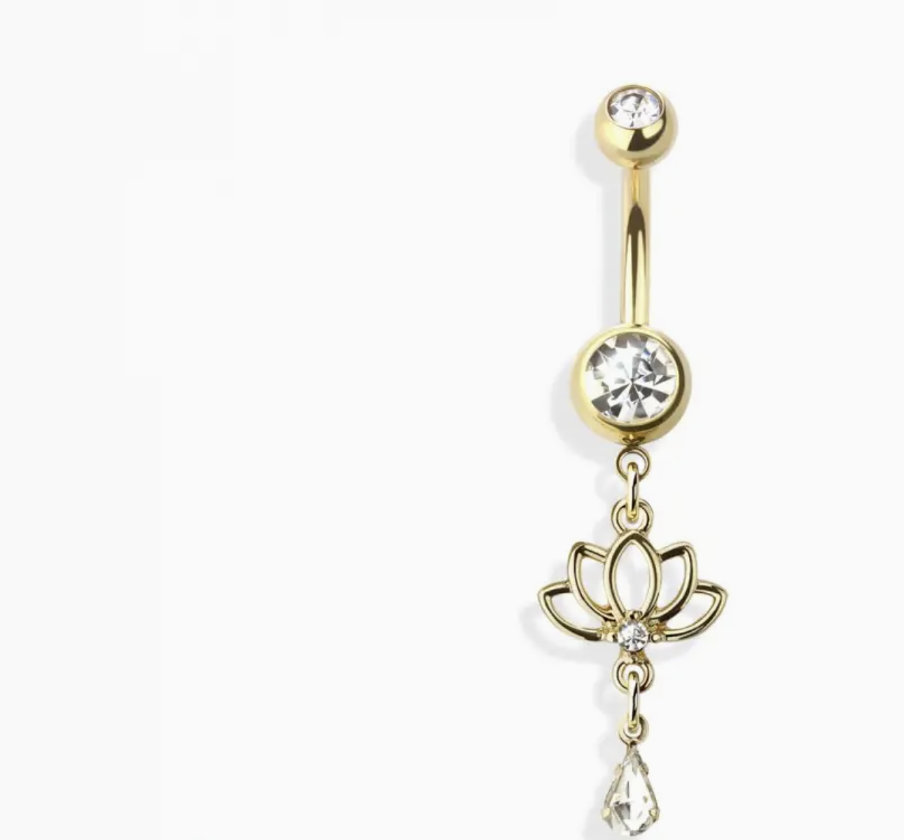 Lotus 316L Surgical Steel Dangle Ring