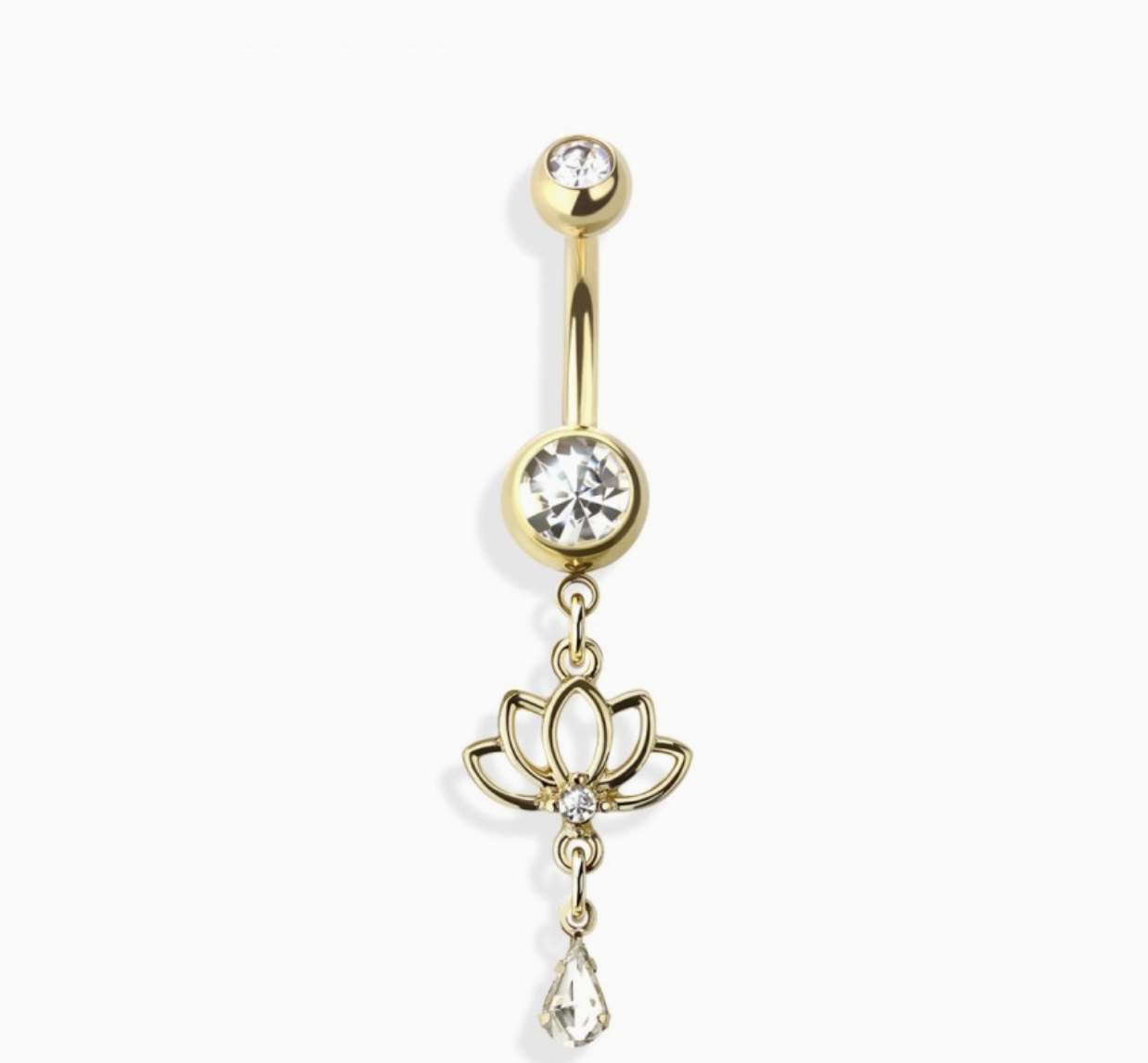 Lotus 316L Surgical Steel Dangle Ring