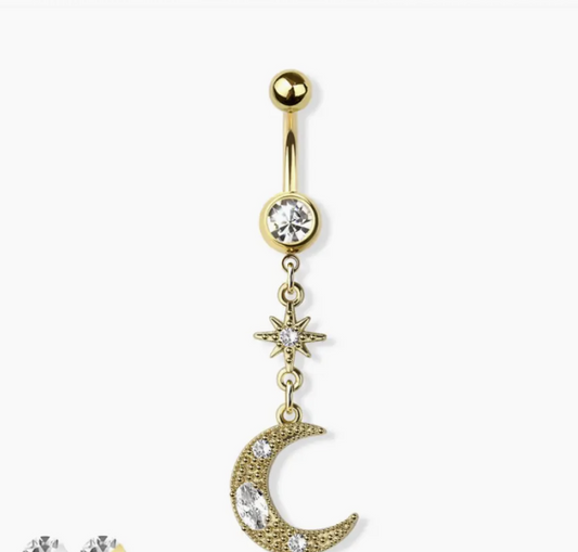 Moon Starburst 316L Surgical Steel Belly Ring