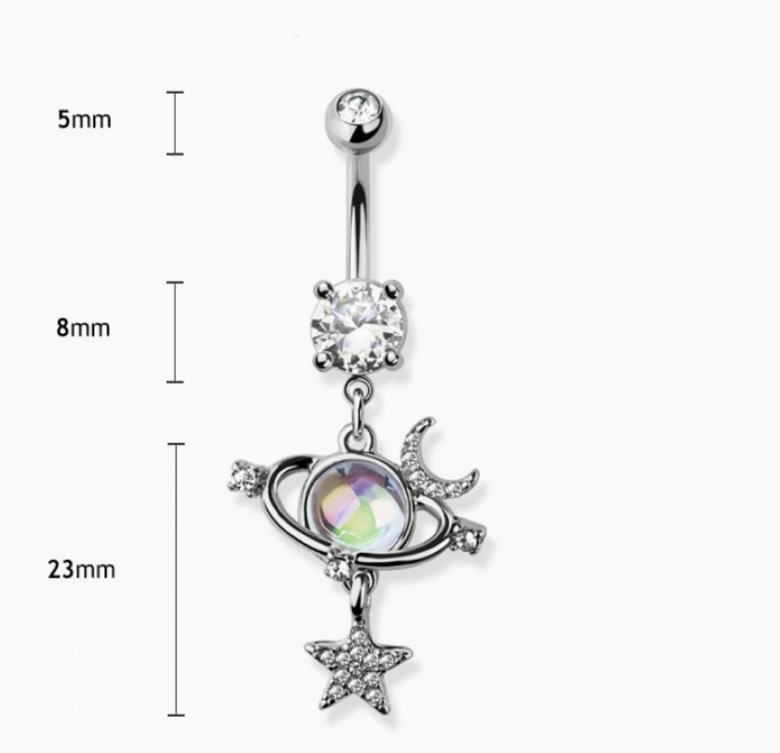 Orbit Planet Dangle 316L Surgical Steel Belly