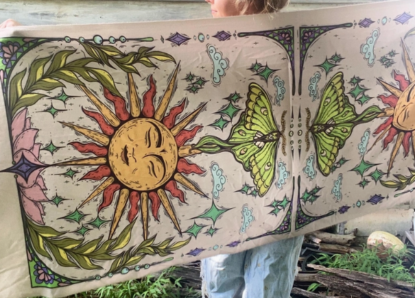 Sun and Luna Moth Pashmina