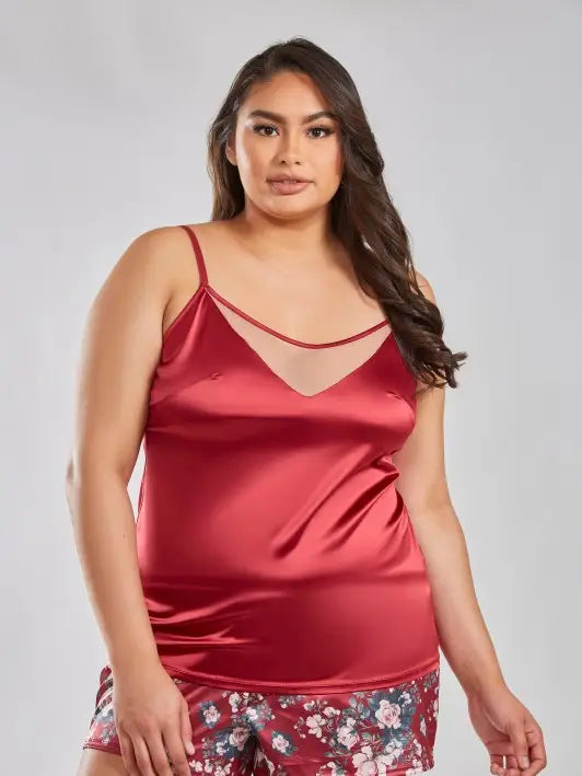 Brittany Stretch Satin and Nude Short Set