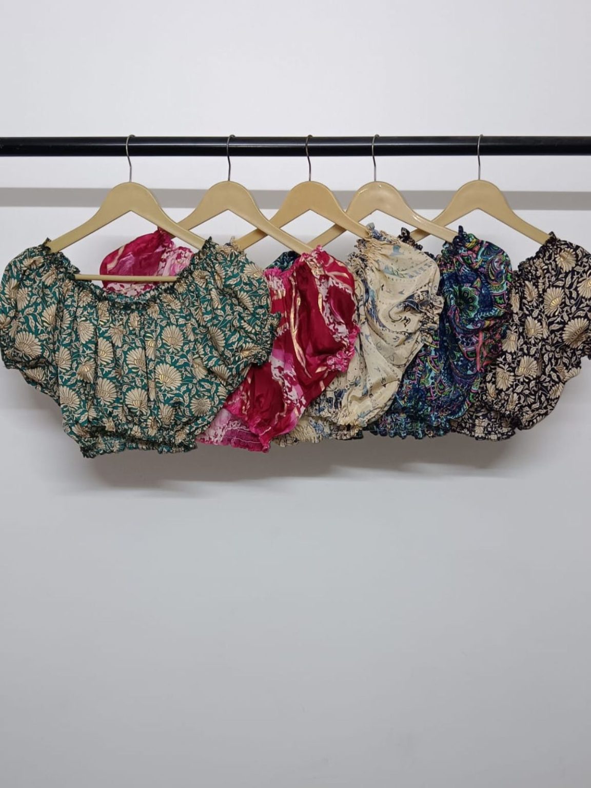 Two Piece Off Shoulder Top & Ruffle Printed Skirt Set