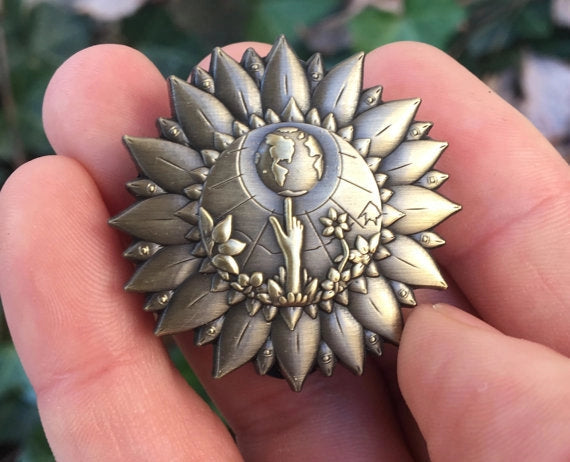 Earth Day, Seize the Day Antique Gold Lapel Pin