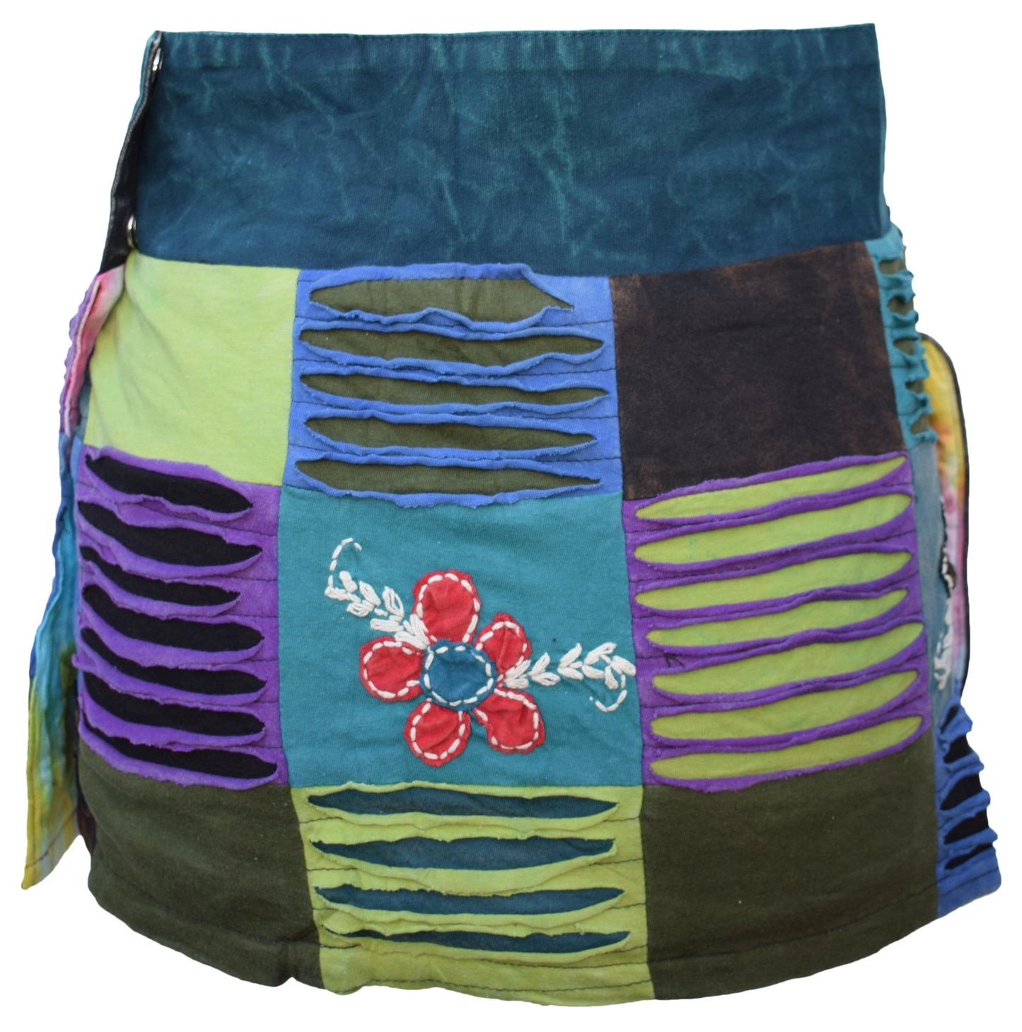 Reversible Embroidery Patchwork Boho Popper Mini Skirt - COMING SOON