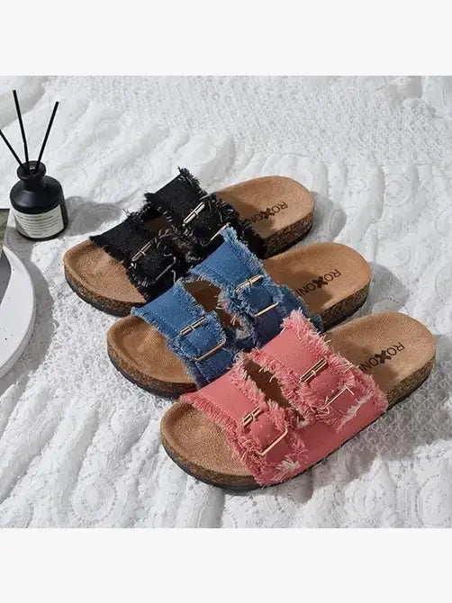 Women's Comfort Flat Sandals Dual Adjustable Straps