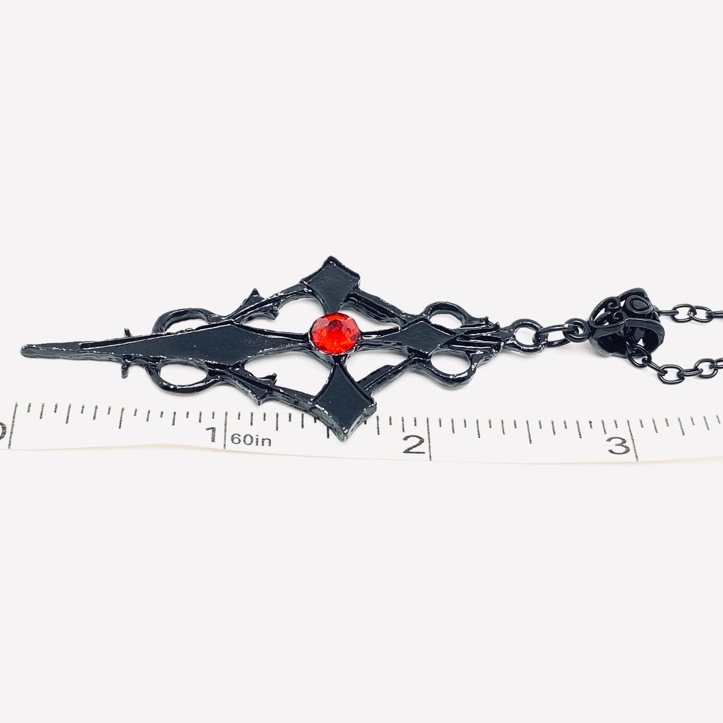 Black Pointed Cross Gothic Necklace