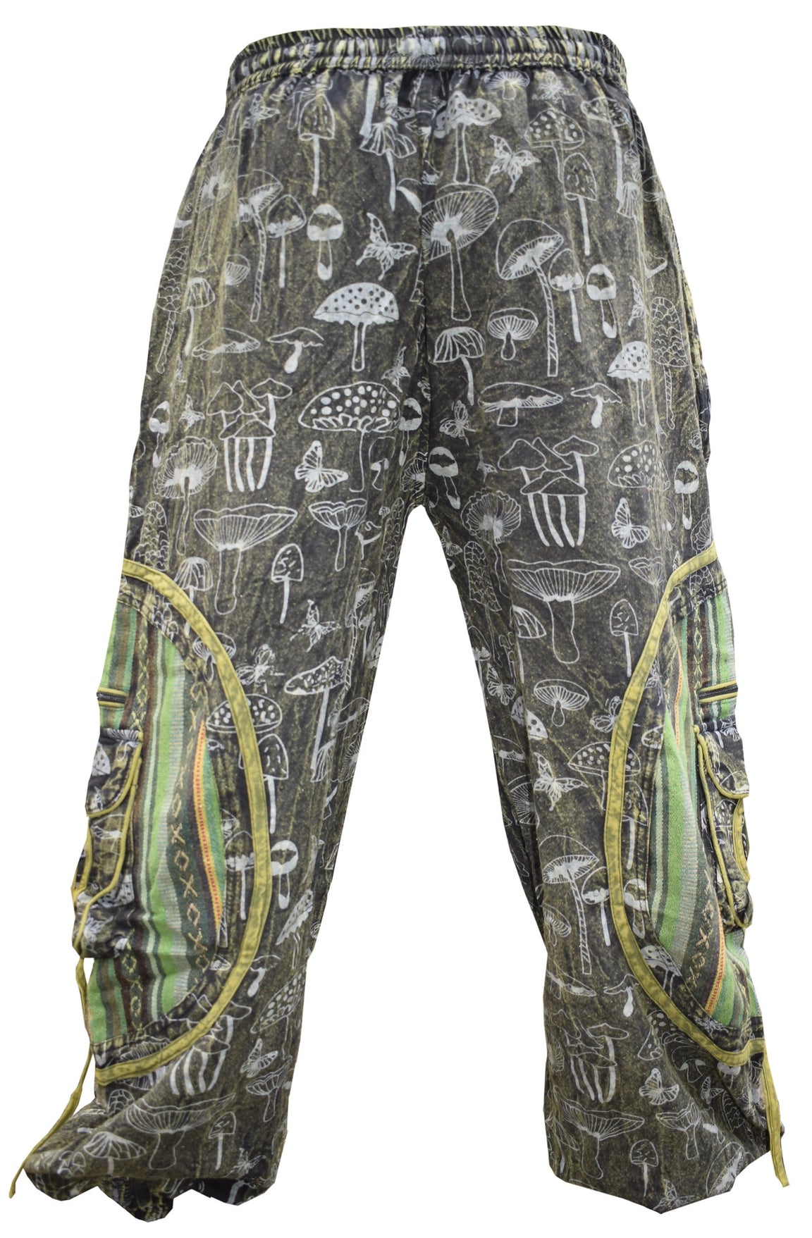 Mushroom Print Chakra Embroidery Ali Baba Baggy Trousers