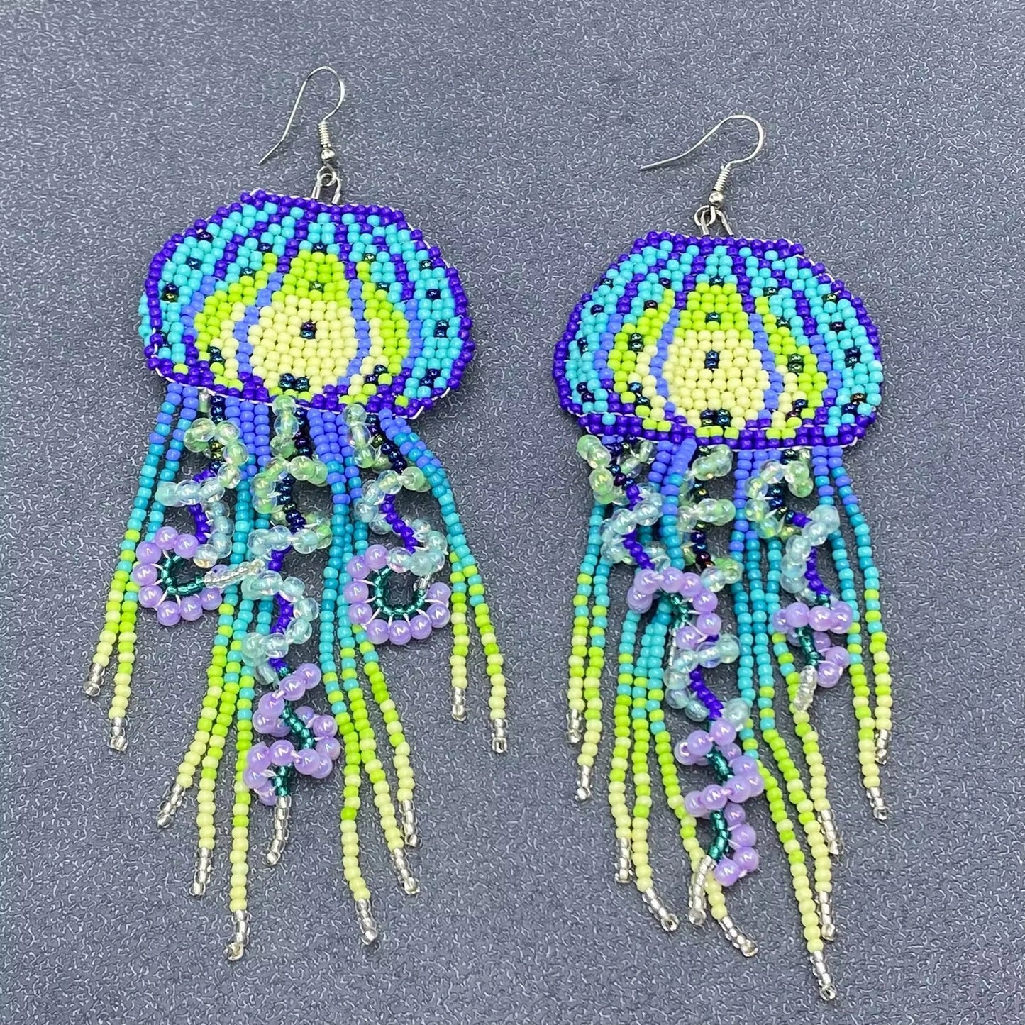 Colorful Jellyfish Beads Fringe Earrings