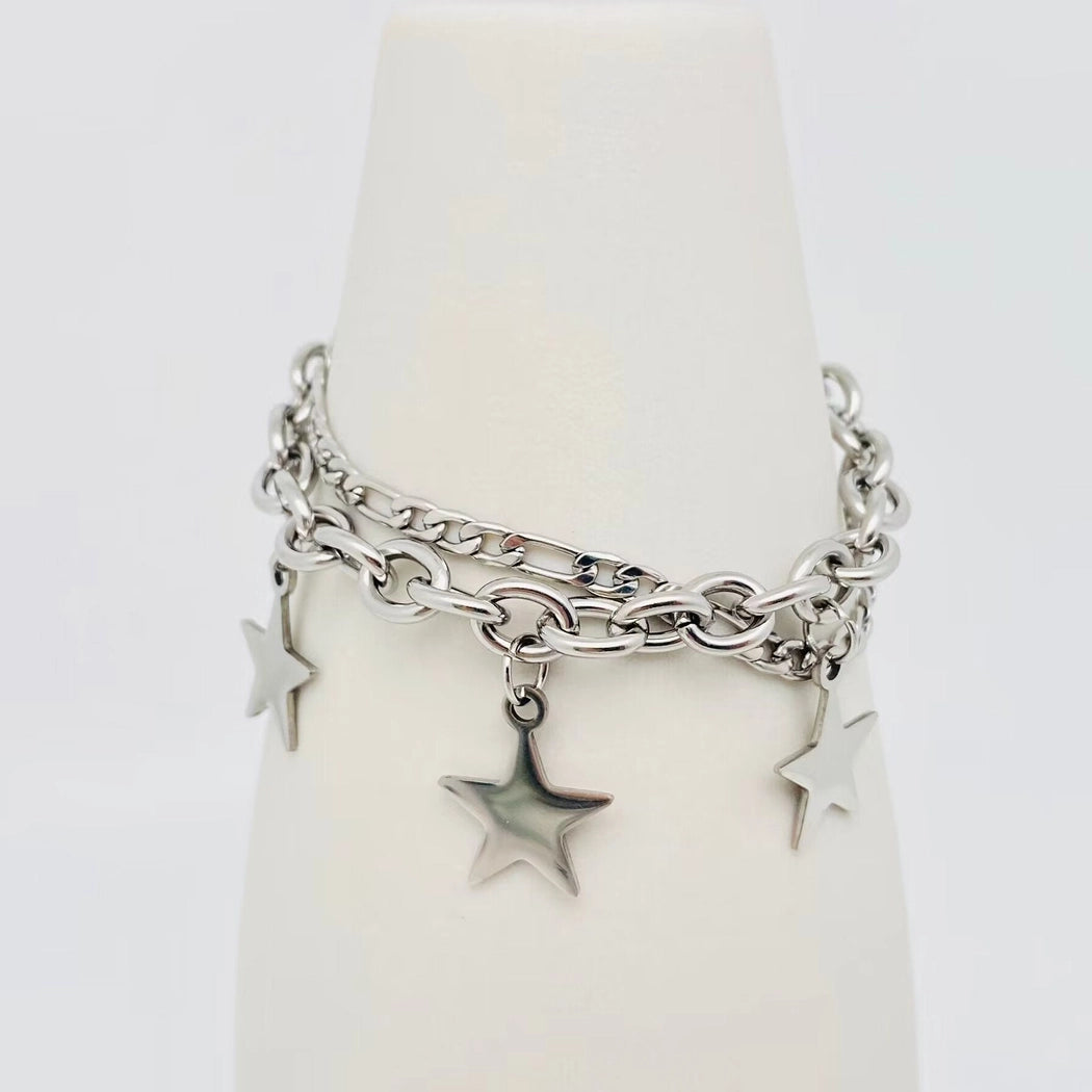 3 Stars Charm Stainless Steel Bracelet