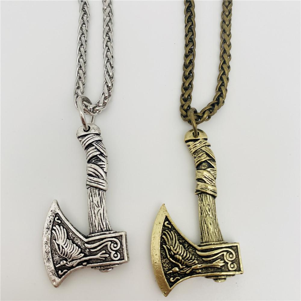 Men's Raven Double Sided Axe Necklace