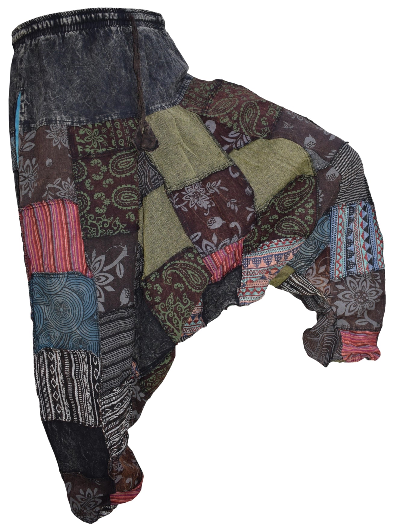 Bohemian Patchwork Stone Washed Cotton Harem Pants - COMING SOON