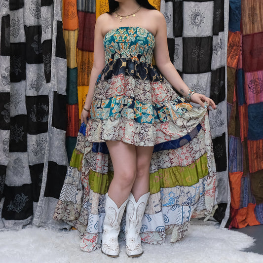 Patchwork Boho High Low Summer Boho Dress