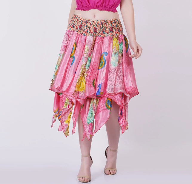 Women's Pixie Diamond Cut Printed Asymmetric Skirt