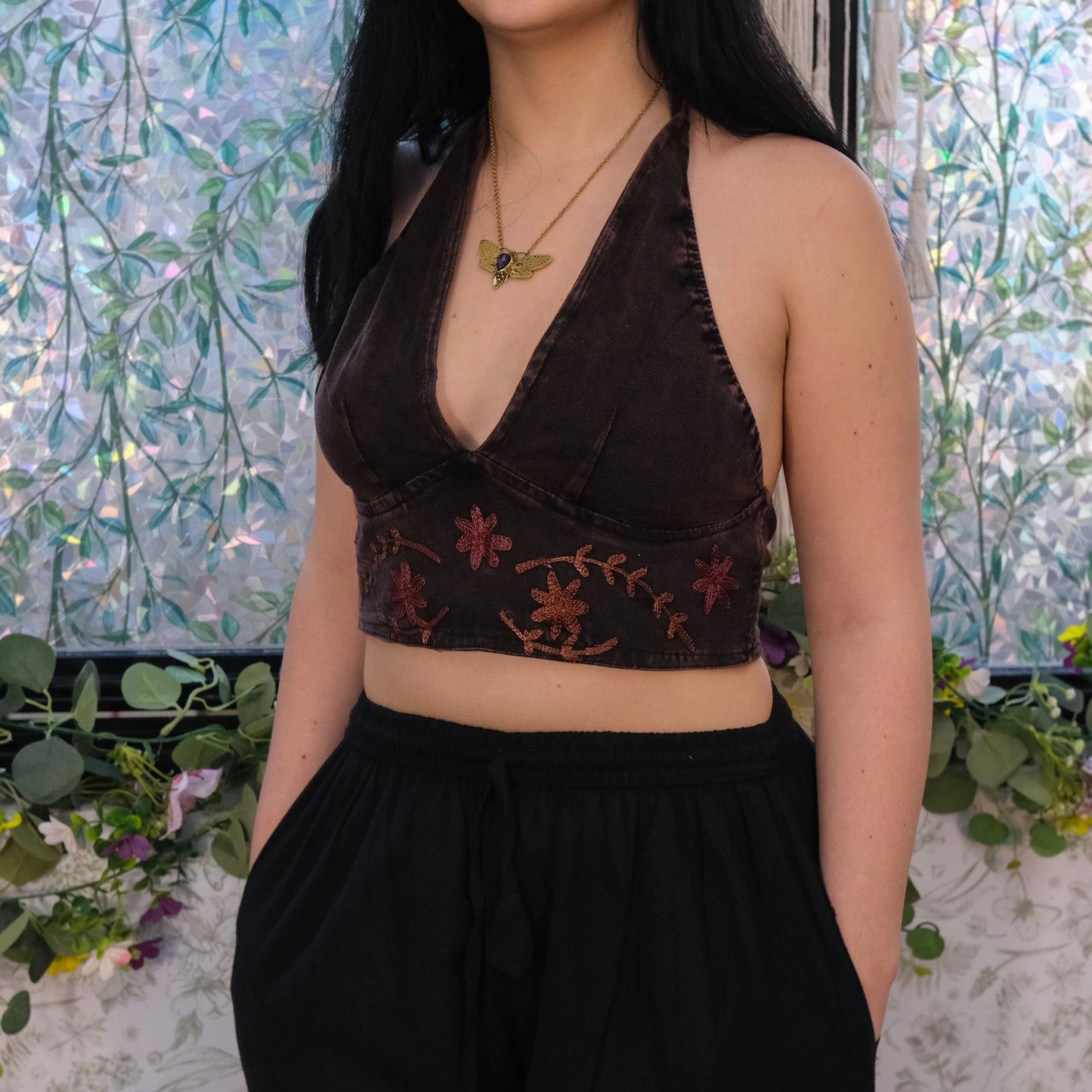 Boho Fairycore Reversible Cotton Embroidered Bralette