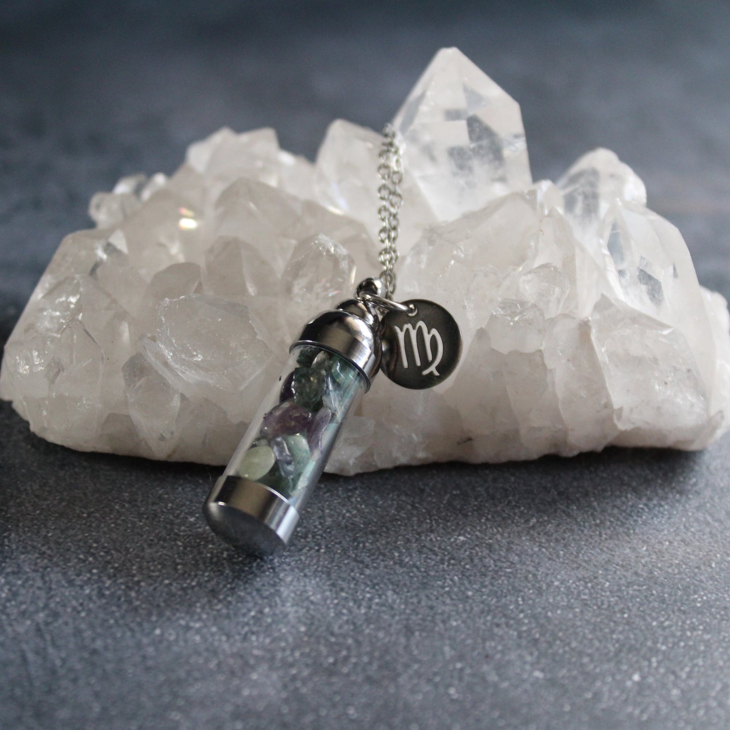 Virgo Crystal Vial Necklace