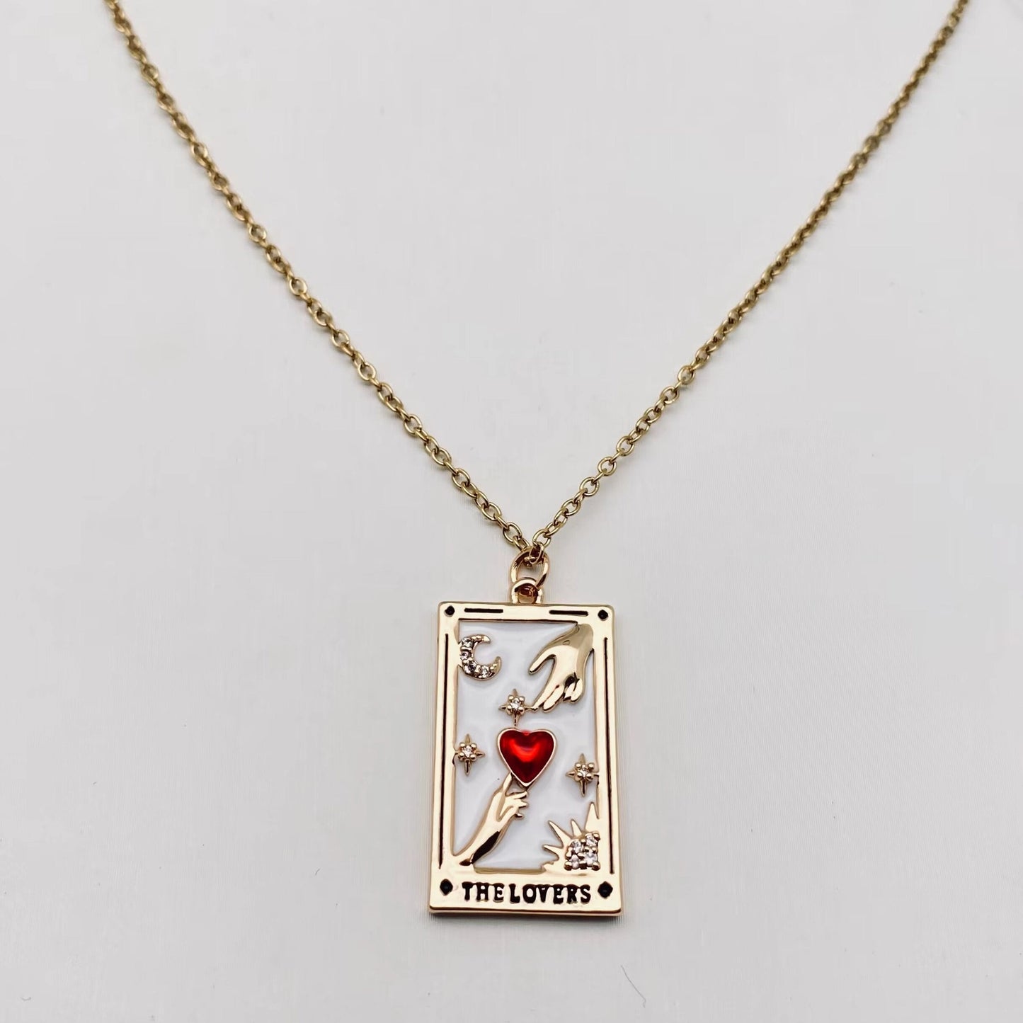 Enamel Tarot Inlay CZ Necklace
