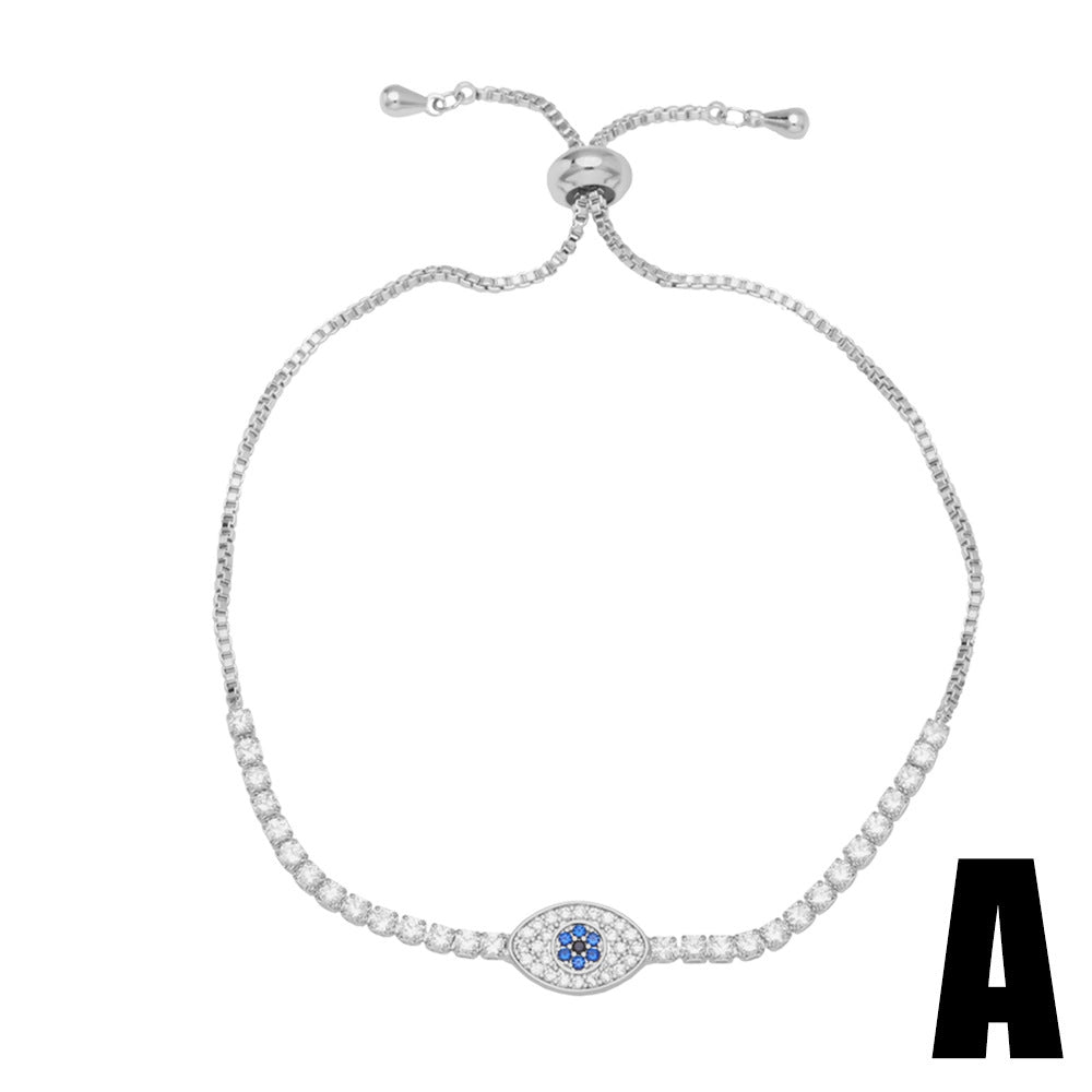 Multi-Style Zircon-Inlaid Evil Eye Bracelet