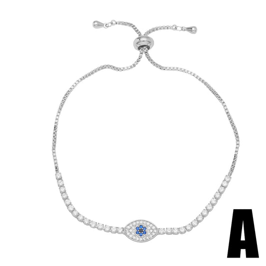 Multi-Style Zircon-Inlaid Evil Eye Bracelet