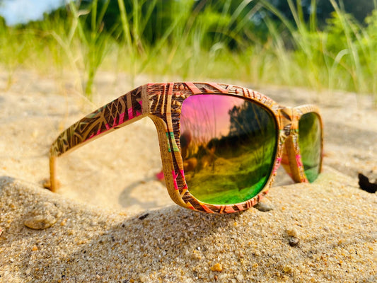 Rainbow Wooden Engraved Sunglasses