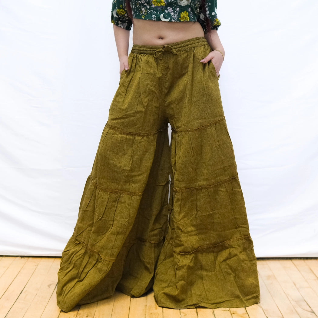 Flowy Tiered Wide Leg Pants with Pockets