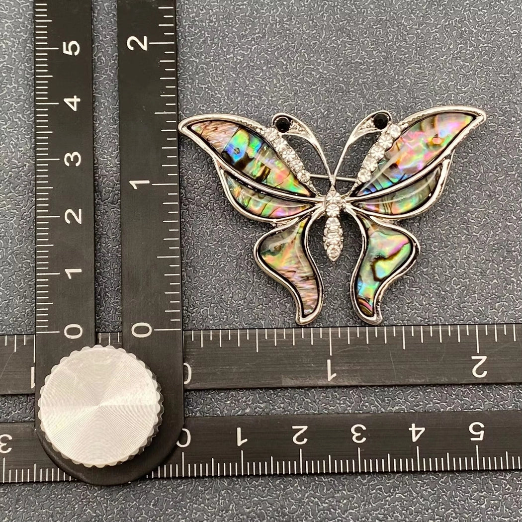 Abalone Shell Silver Butterfly Brooch