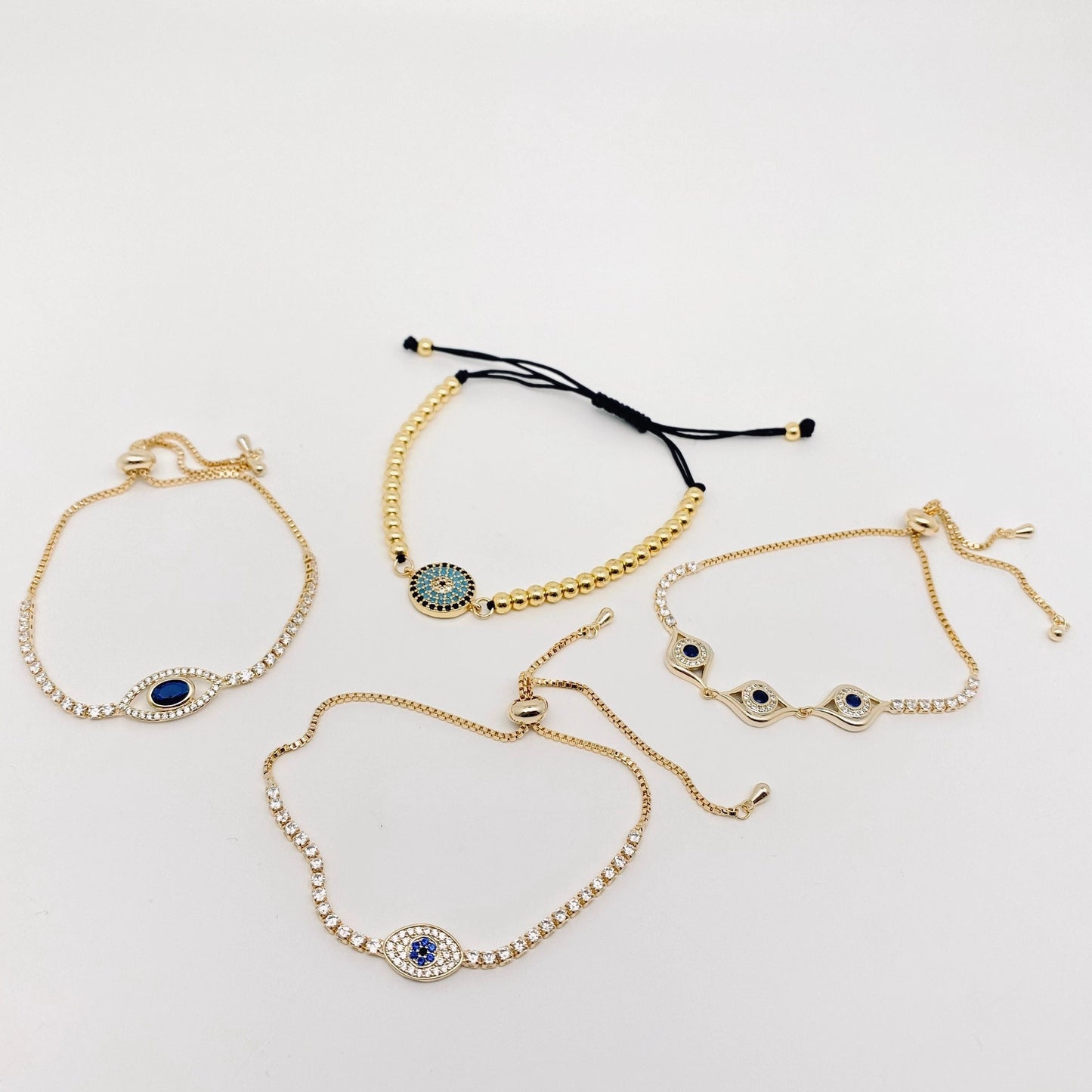 Multi-Style Zircon-Inlaid Evil Eye Bracelet
