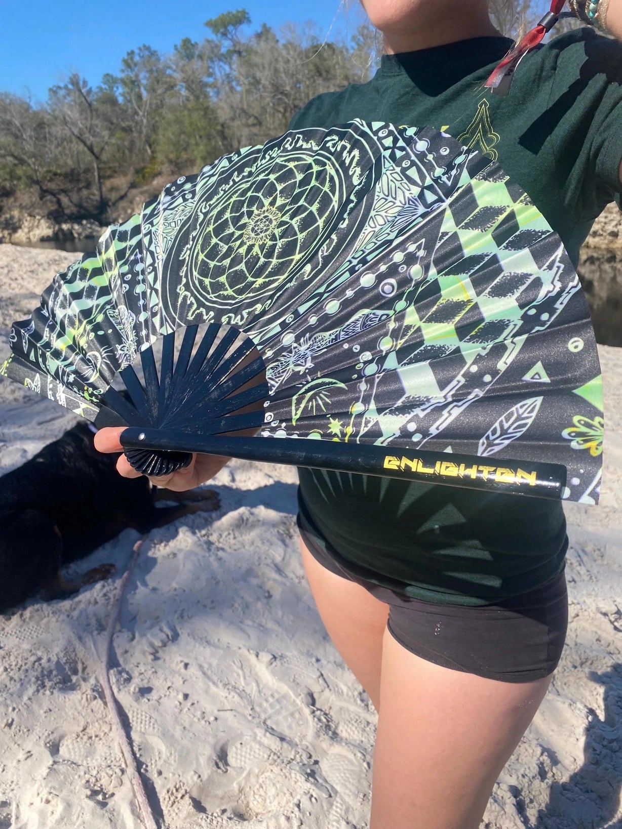 Cicada Mandala Bamboo Fan – UV Reactive